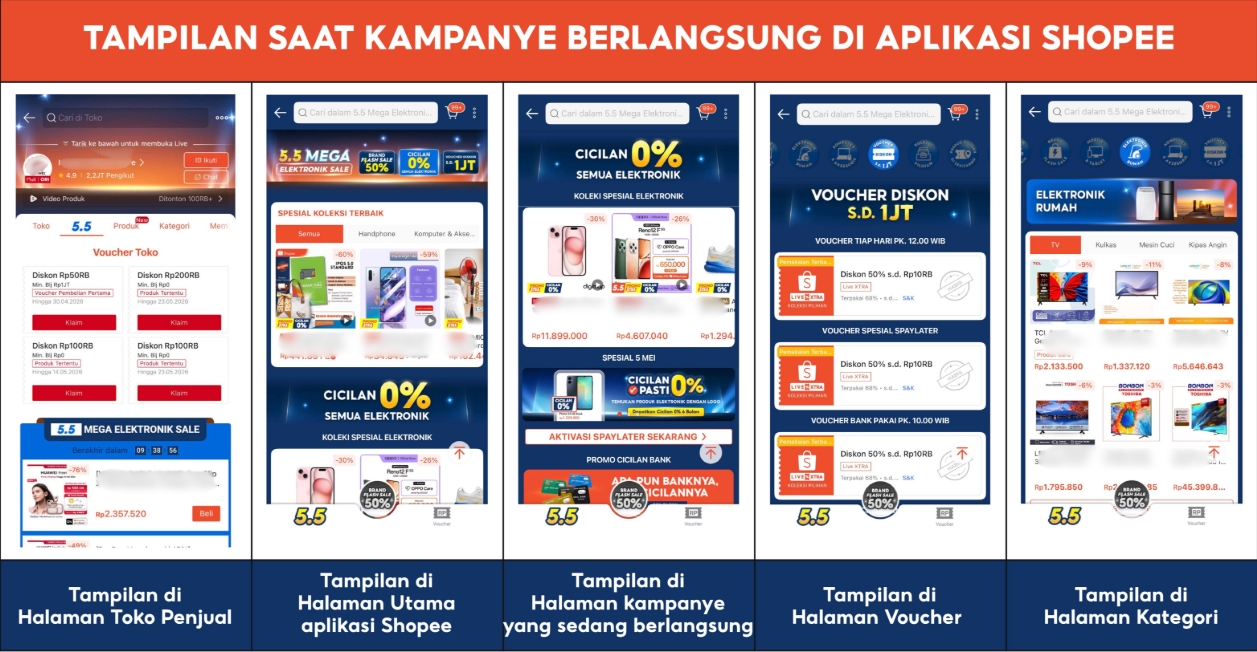 Tampilan kampanye Big Campaign saat berlangsung di aplikasi Shopee dengan produk-produk promosi kampanye